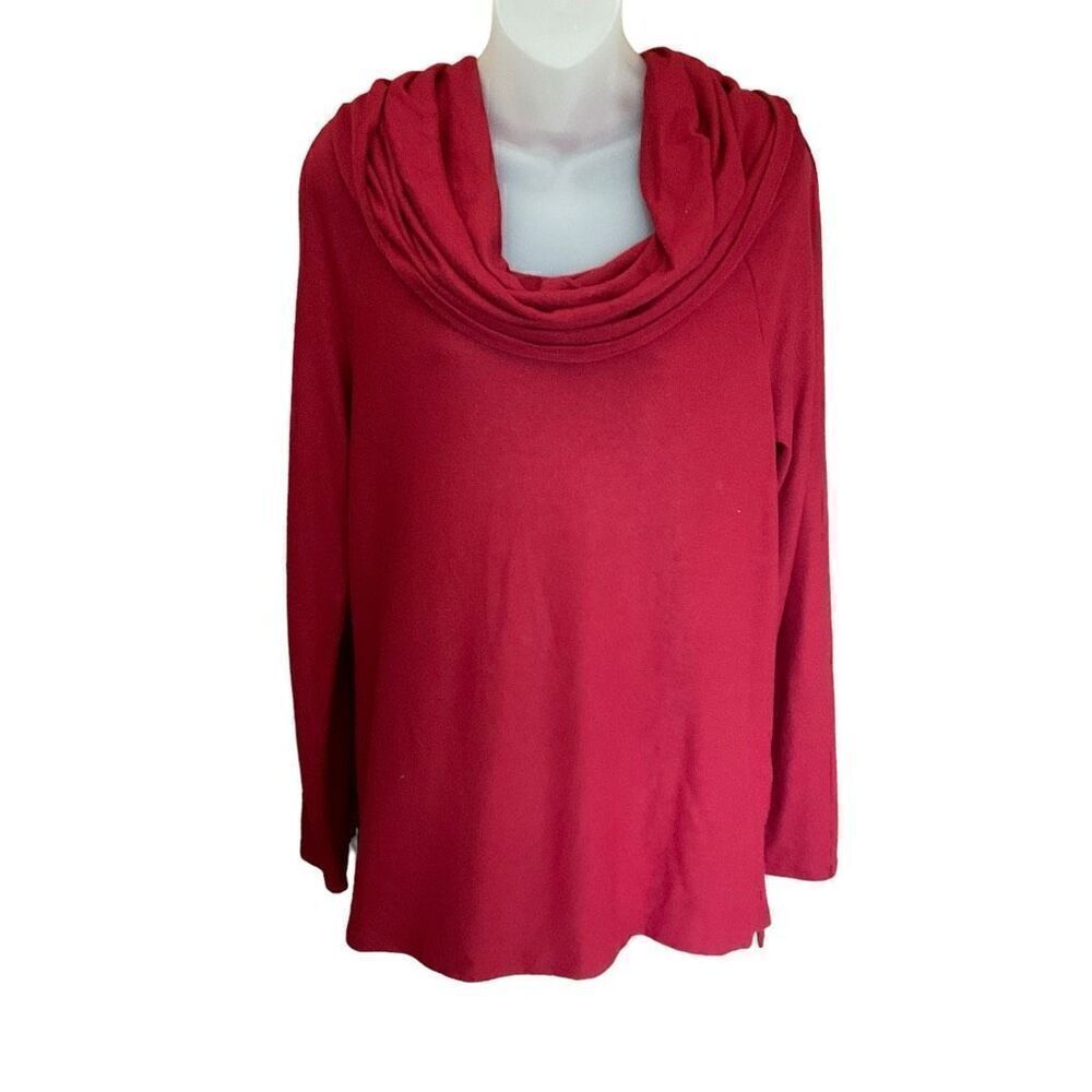 Gibson Tunic Sweater Women Cowl Neck Convertible Top Long Sleeve Burgundy Red XS